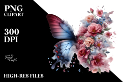 Floral Butterfly Watercolor, Transparent PNG Product Image 2
