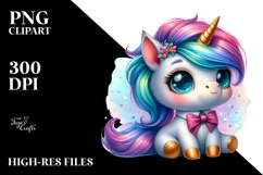 Vibrant Drawing of a Cute Baby Unicorn Dressed Product Image 2