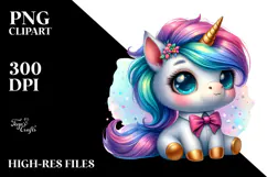 Vibrant Drawing of a Cute Baby Unicorn Dressed Product Image 2