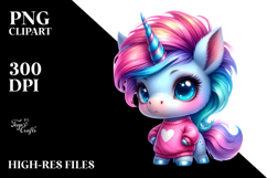 Vibrant Drawing of a Cute Baby Unicorn Dressed Product Image 2