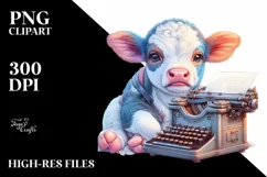 Colorful Baby Cow Typewriter PNG Product Image 1