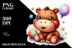 Colorful Hippo Plush, Transparent PNG Product Image 3
