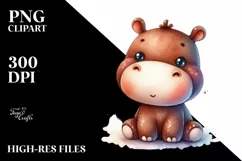 Vibrant Watercolor Plush Hippo Sewed Product Image 1