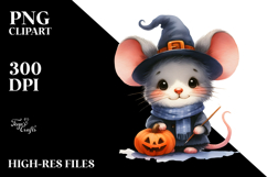Cute Baby Mouse Halloween Scenery PNG Product Image 2