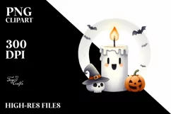 Funny Halloween Clipart with Candle PNG Product Image 3