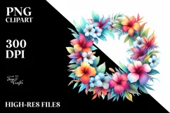 Vibrant Wreath with Hawaiian Flowers | Sublimation | Clipart Product Image 1