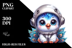 Cute Baby Peacock with Astronaut Helmet, High-Res PNG Product Image 2