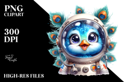 Cute Baby Peacock with Astronaut Helmet, High-Res PNG Product Image 2