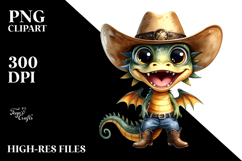Dragon with Sun Hat | Watercolor Clipart Product Image 2