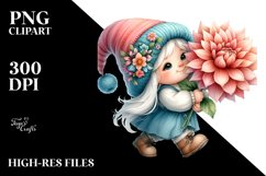 Cute Baby Gnome with Dahlia PNG Product Image 2