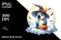 Cute Baby Macaw Halloween Retro Cloud Watercolor PNG Product Image 2