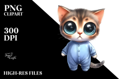 Watercolor Baby Cat Big Eyes Clipart Product Image 2