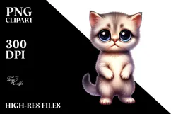 Watercolor Baby Cat Big Eyes Clipart Product Image 2