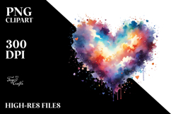 Watercolor Digital Painting with Paintbrush Style Heart PNG Product Image 2