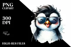 Funny Cute Penguin Portrait | Watercolor Clipart Product Image 1