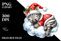 Cute Baby Zebra Sleeping on Cloud Clipart Product Image 2