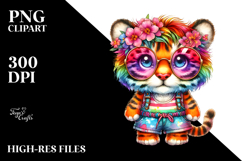 Colorful Layered Watercolor Cute Baby Tiger Clipart Product Image 2