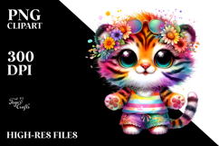 Colorful Layered Watercolor Cute Baby Tiger Clipart Product Image 2