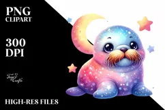 Colorful Baby Walrus | Sublimation | Clipart Product Image 1