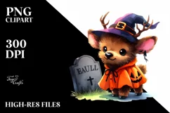 Cute Baby Elk Dressed for Halloween | Clipart Product Image 1