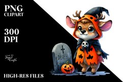 Cute Baby Elk Dressed for Halloween | Clipart Product Image 1