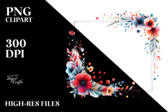 Colorful Abstract Frame with Small Red Flowers | Sublimation Product Image 2