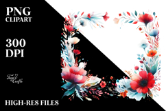 Colorful Abstract Frame with Small Red Flowers | Sublimation Product Image 2