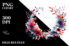 Colorful Abstract Frame with Small Red Flowers | Sublimation Product Image 2
