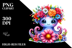Cute Octopus Vivid Flower Crown PNG Product Image 2