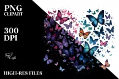Heart Butterflies Silhouettes Colorful Art Watercolor Product Image 2