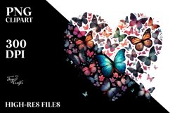 Heart Butterflies Silhouettes Colorful Art Watercolor Product Image 2
