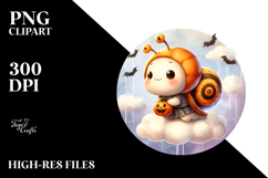 Cute Snail Halloween Retro Cloud Watercolor PNG Product Image 2