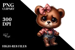 Watercolor Baby Bear Big Eyes Clipart Product Image 2