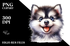 Happy Siberian Husky Watercolor PNG Product Image 2