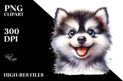 Happy Siberian Husky Watercolor PNG Product Image 2