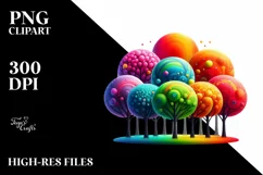 Colorful Vibrant Rainbow Trees Cute Baby | Clipart Product Image 1