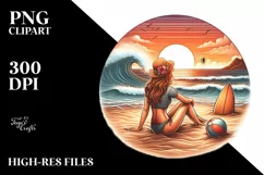 Watercolor Brittany at Sunset on the Beach | Clipart Product Image 1
