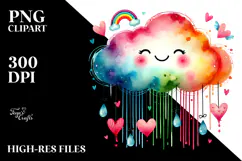 Simple Paintbrush Style Rainbow Hearts PNG Product Image 2