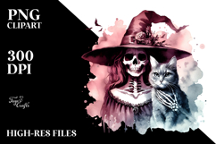 Evil Witch with Cat, Vintage PNG Product Image 2