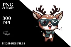 Cute Cartoon Deer with Oversized Sunglasses PNG Product Image 2