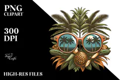 Tropical Tree with Sunglasses, Clipart PNG Product Image 2