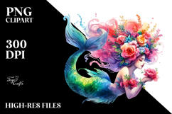 Colorful Mermaid Sitting, PNG Product Image 2