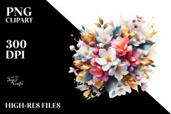 Vibrant Jasmine Gold Foil Bouquet | Sublimation Clipart Product Image 1