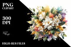 Watercolor Abstract Bouquet GOLD FOIL | Sublimation Clipart Product Image 3