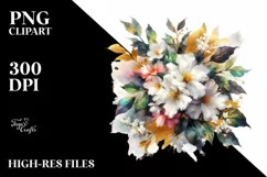 Vibrant Jasmine Gold Foil Bouquet | Sublimation Clipart Product Image 1
