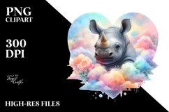Baby Rhino with Heart PNG Product Image 2