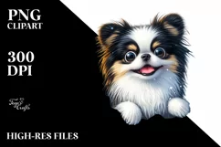 Crazy Watercolor Japanese Chin Sticking Out Through Wall Product Image 3