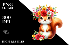 Colorful Squirrel with Flower Crown PNG Product Image 2