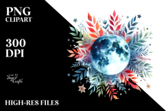 Vibrant Watercolor Abstract Moon Clipart Product Image 2