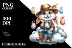 Watercolor Bunny with Leather Jeans PNG Product Image 2